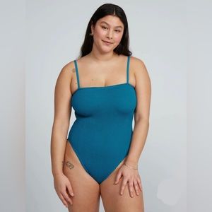 NWT YouSwim Poise Ribbed Seamless One-Piece Bathing Suit - Size 2-14 - Blue